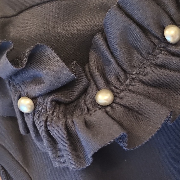 RolyPoly Black Drop Sleeve Ruffled Top With Gold Buttons Size S - Picture 9 of 9